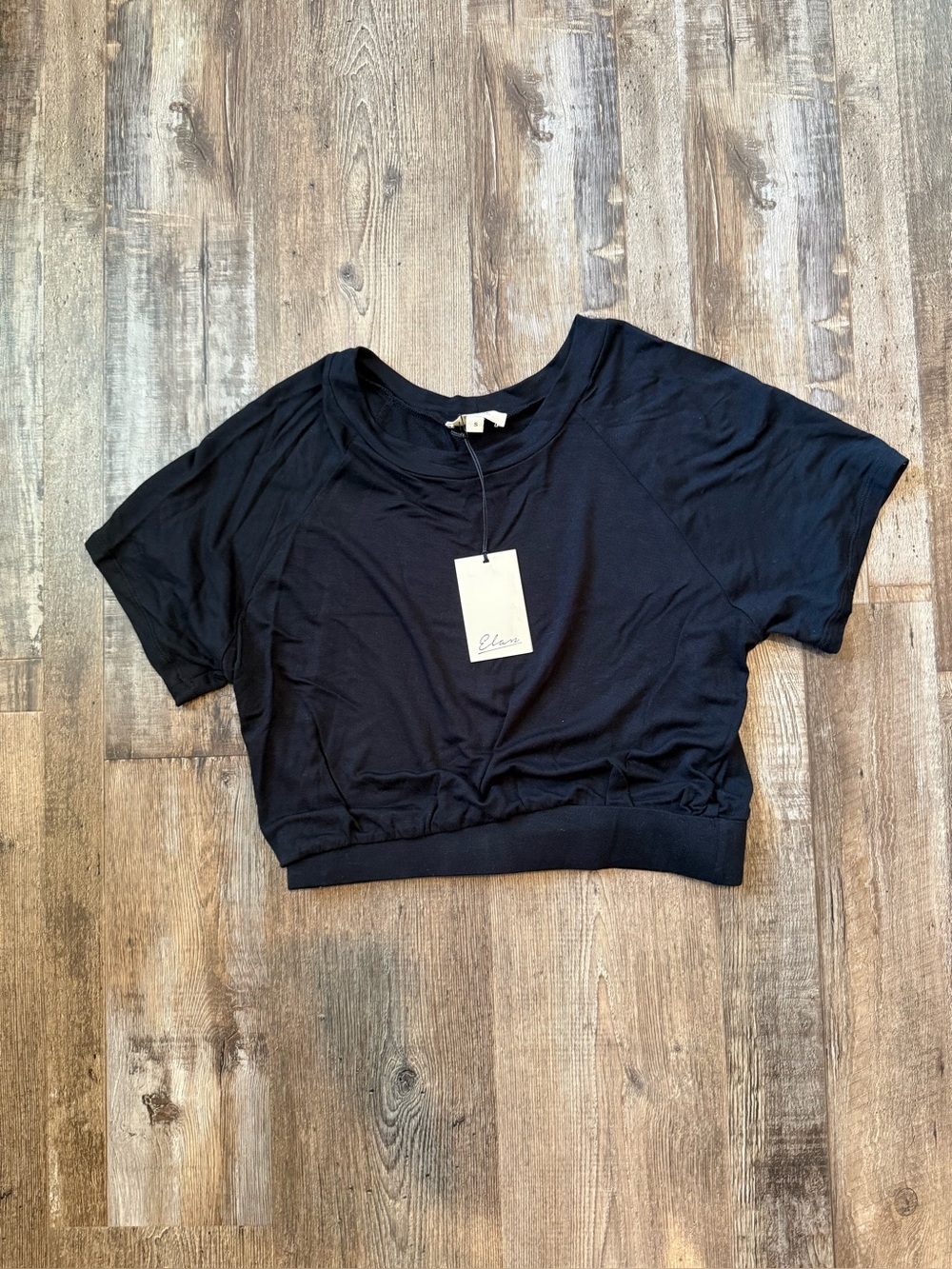 Elan Black Cropped Tee with Elastic Band